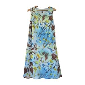 Vtg Floral Slip Dress Womens 14 Midi Fairycore Y2K W/ Matching Scarf Artsy Boho